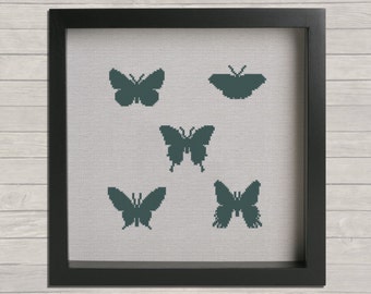 Butterfly Silhouette Cross Stitch PDF Pattern 5 Piece Set