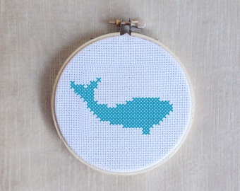 Arctic no.4 Whale Silhouette Cross Stitch PDF Pattern 3" hoop