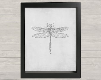 Dragonfly Printable Art, PDF print, Instant download, Home decoration, Wall art