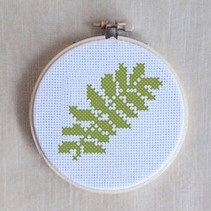 Leaf No. 2 Black Locust Silhouette Cross Stitch PDF Pattern 3&quot; hoop