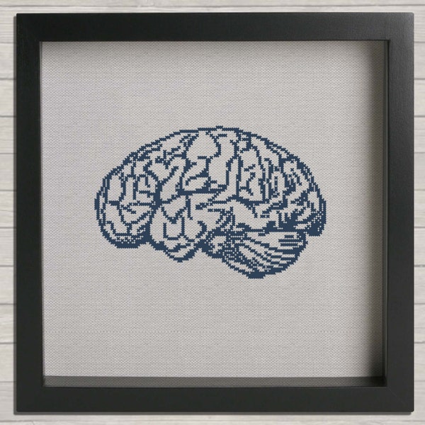 Anatomy No. 3 Brain Cross Stitch PDF Pattern, DIY Cross Stitch, wall hanging