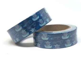 Blue Ship Washi Tape Roll