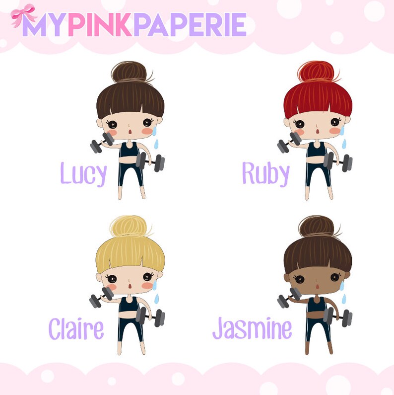 135 Workout Girls Cute Girl Stickers Etsy