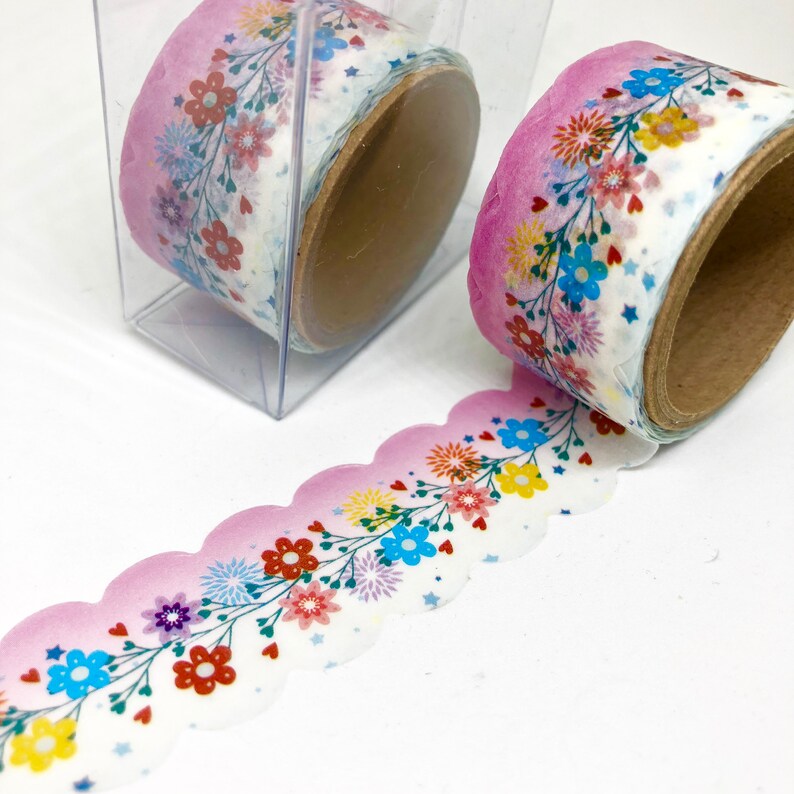 Spring Florals with Scalloped Edge Washi Tape Roll