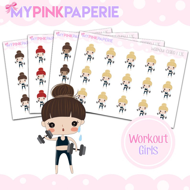 135 Workout Girls Cute Girl Stickers Etsy