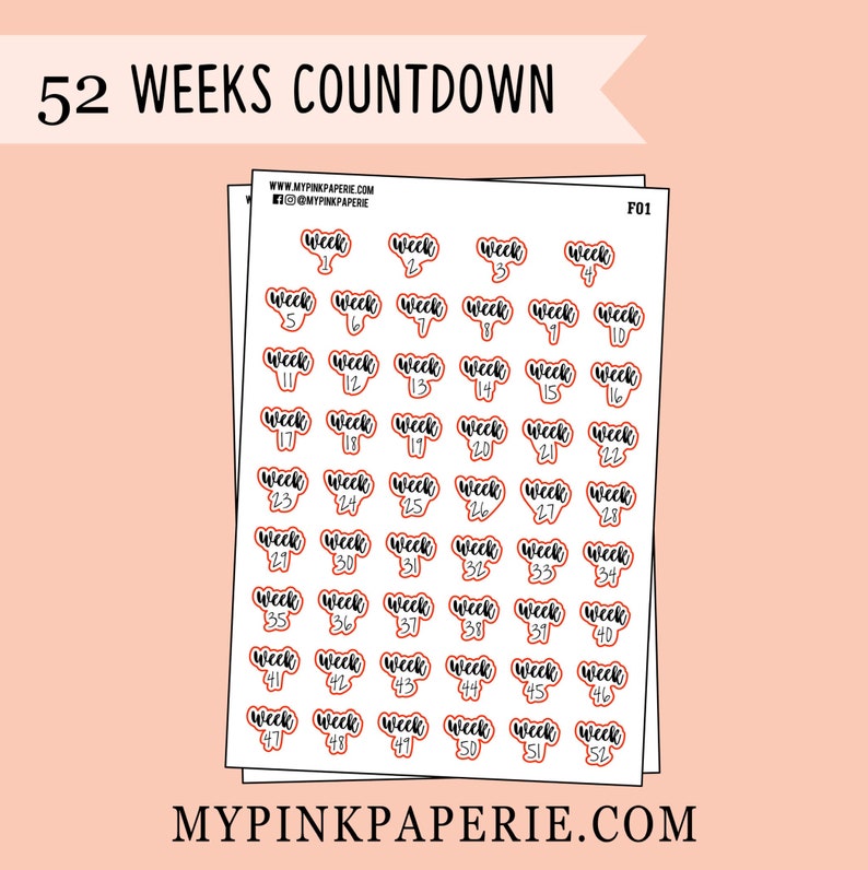 F01 52 Weeks Countdown Stickers image 1