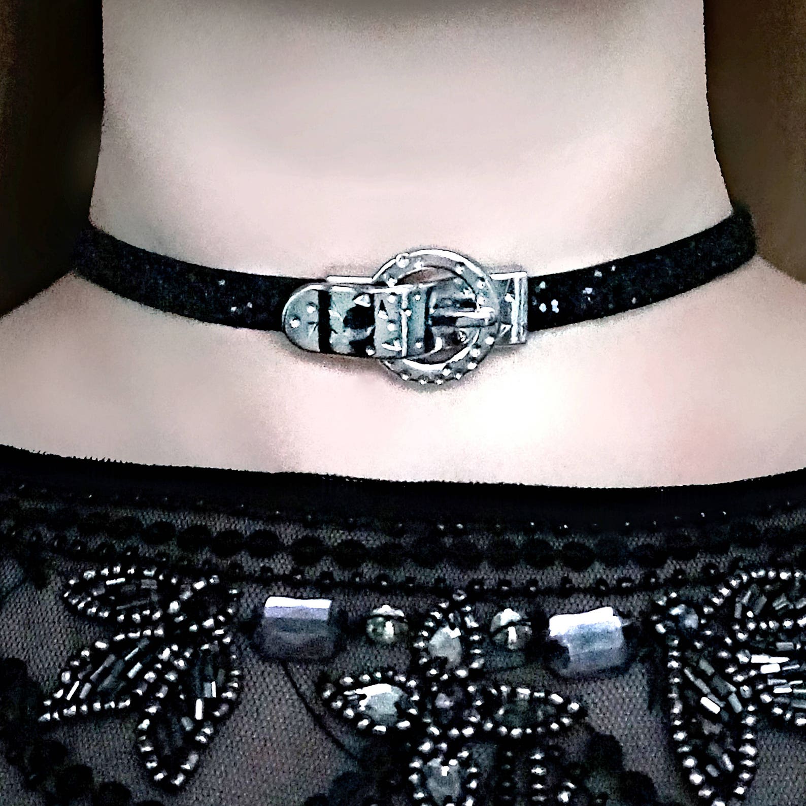 Submissive collar choker Steampunk BDSM lock pendant dominant fetish slave jewelry...