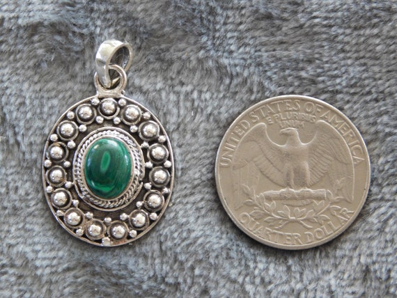 Handcrafted Silver & Green Agate Pendant - image 3