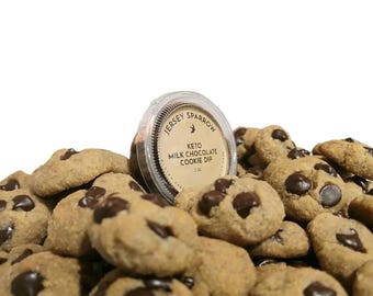 8 oz | Gourmet Mini Milk Chocolate Chip Cookies | 2 oz Milk Chocolate Dip | Ketogenic | Gluten Free | Sugar Free | Keto Nutella | Sweet Gift