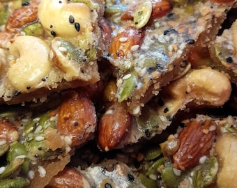 5 oz | Gourmet Everything Bagel Nut & Seed Brittle | Sugar Free | Organic Cashews | Sprouted Pumpkin Seeds | Almonds | Jewish Friend Gift
