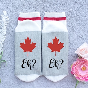 Canadian Eh socks, Canadian gift, Canadian Maple Leaf, Canada Day socks