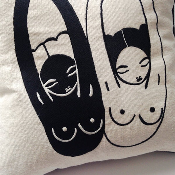 Shiro & Kuro - Embroidery Pillow.
