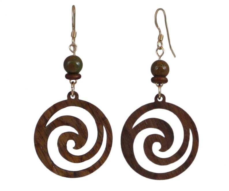 Natural Earrings Medium-Sized Wood Earrings Brown Earrings Laser-Cut Wood Earrings Wood Earrings