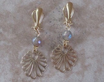 Pendientes de 18k Gold-Plated Shell Clip-On / 18k Gold-Plate Clips