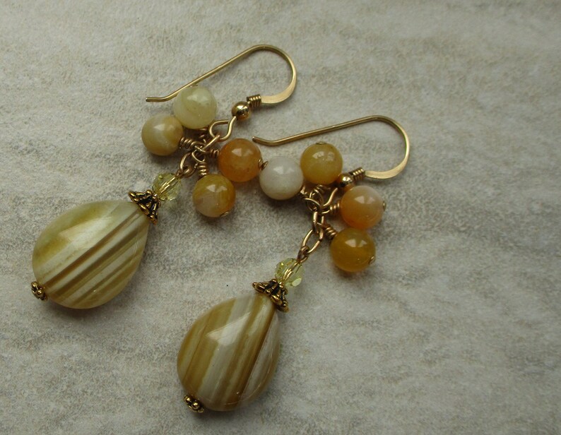 Botswana Agate Earrings Dangle Earrings Yellow Earrings