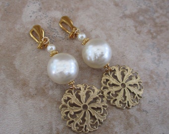 Pendientes Clip-On con Perlas Swarovski marfil / Pendientes de novia