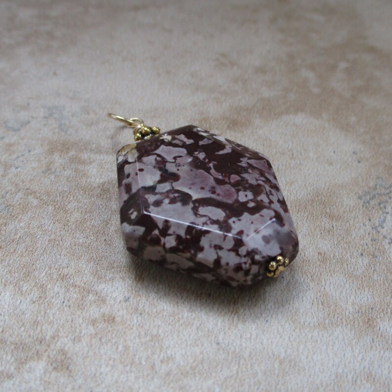 Tiger Jasper Stone Burgundy and Mauve Pendant Pendant Only