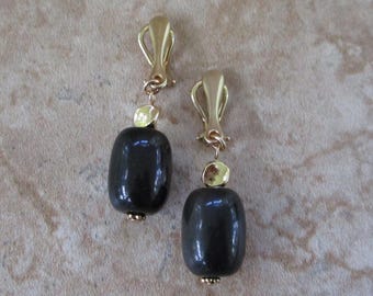 Black Clip-On Earrings | Rainbow Obsidian