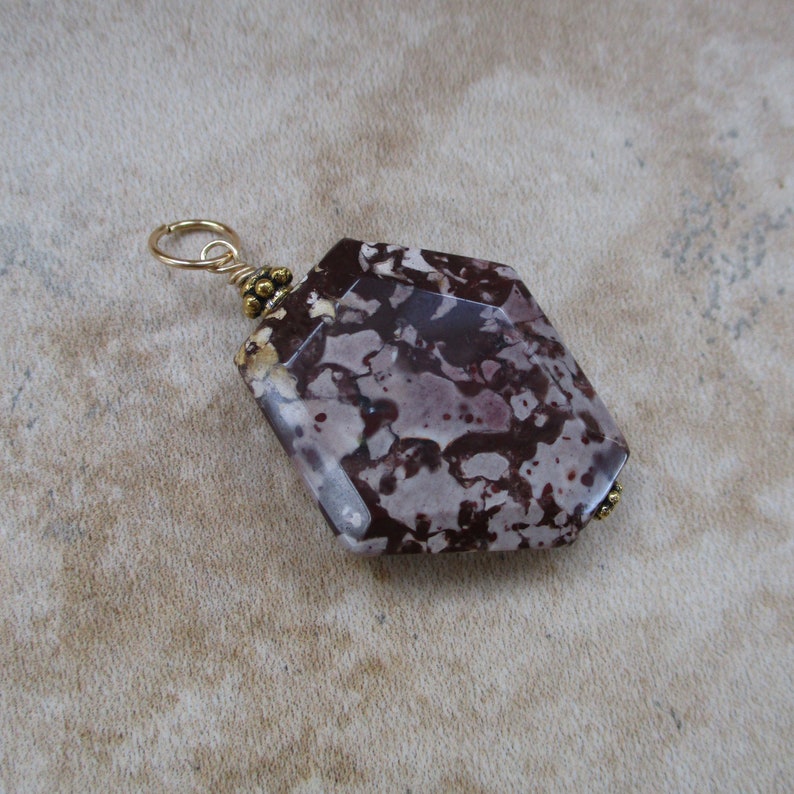 Tiger Jasper Stone Burgundy and Mauve Pendant Pendant Only