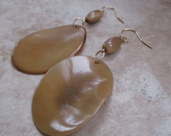 Medium Brown Tagua Earrings | Gold-Filled Ear Wires |  Tagua Nut Earrings | Medium Brown Natural Earrings