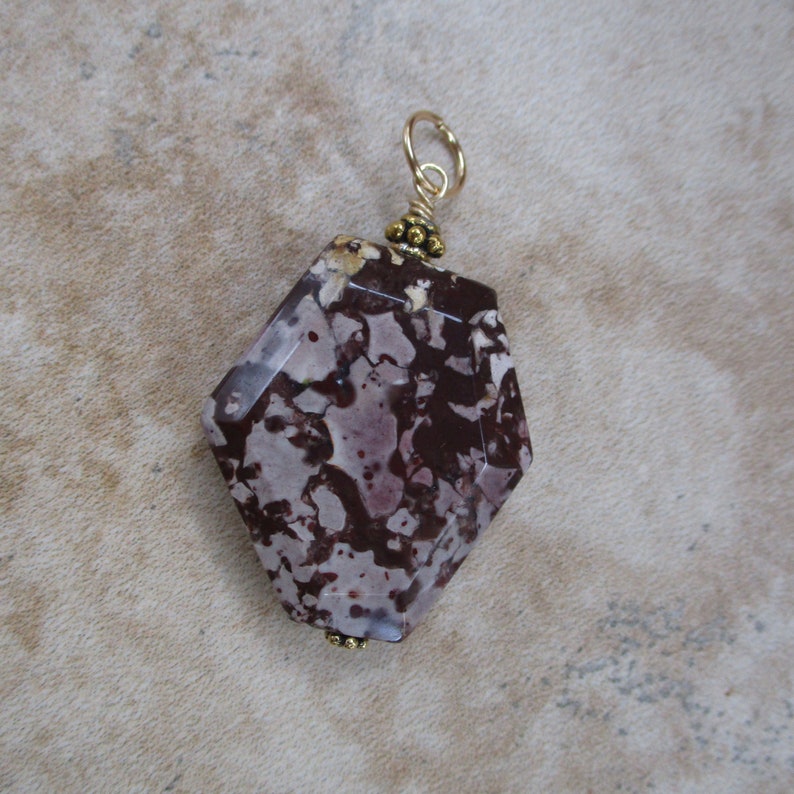 Tiger Jasper Stone Burgundy and Mauve Pendant Pendant Only