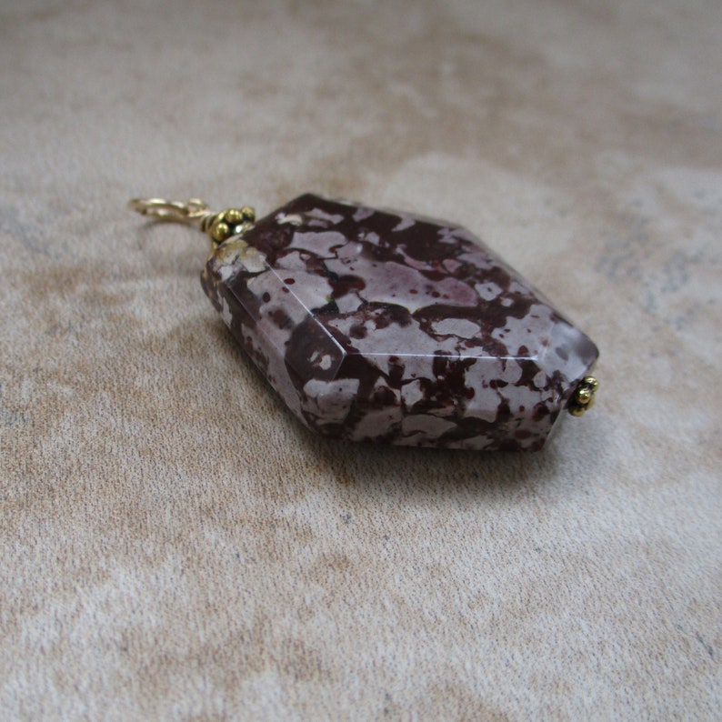 Tiger Jasper Stone Burgundy and Mauve Pendant Pendant Only