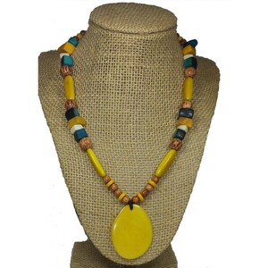 Yellow Tagua Necklace - Yellow Boho Necklace - Tagua Nut Necklace