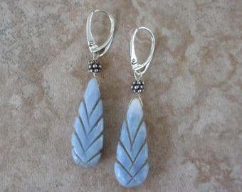 Blue Opal Lever-Back Earrings | Sterling Silver