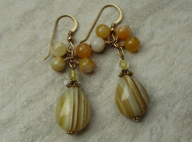 Botswana Agate Earrings Dangle Earrings Yellow Earrings