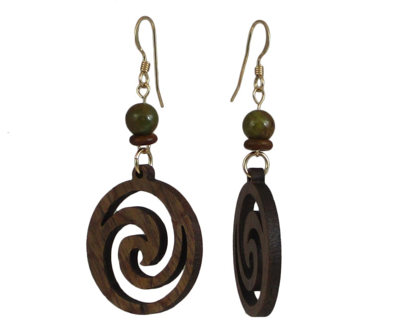 Natural Earrings Medium-Sized Wood Earrings Brown Earrings Laser-Cut Wood Earrings Wood Earrings