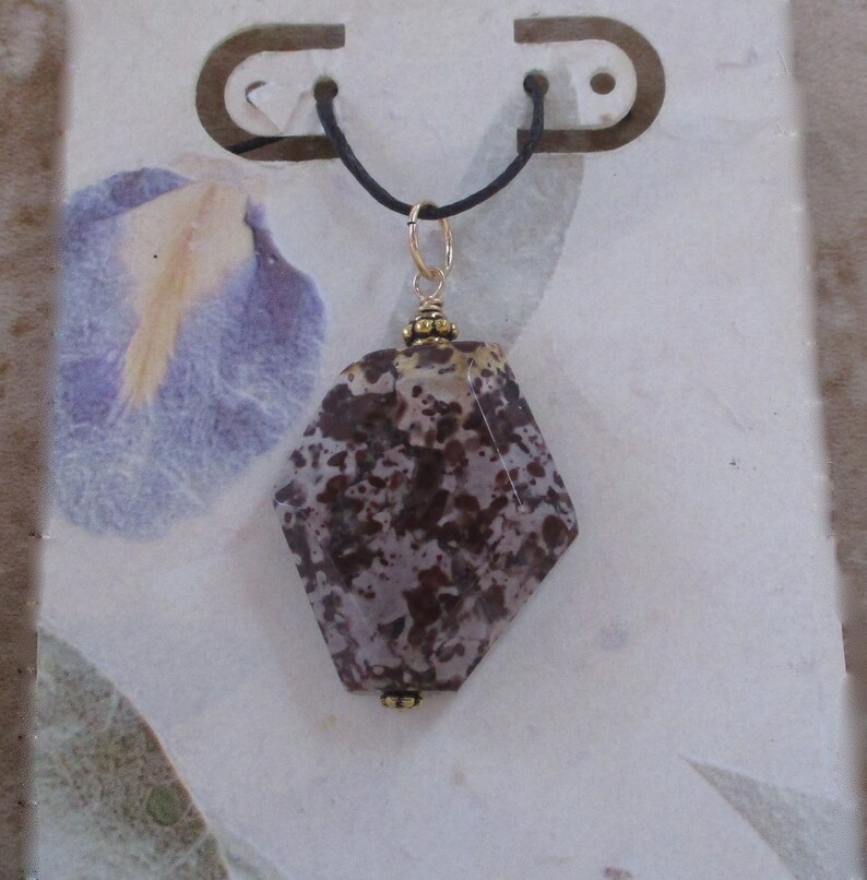 Tiger Jasper Stone Burgundy and Mauve Pendant Pendant Only