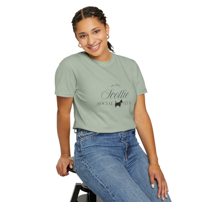 Scottie Social Club T-shirt | Scottie hundsilhuett, vintagestil bild 9