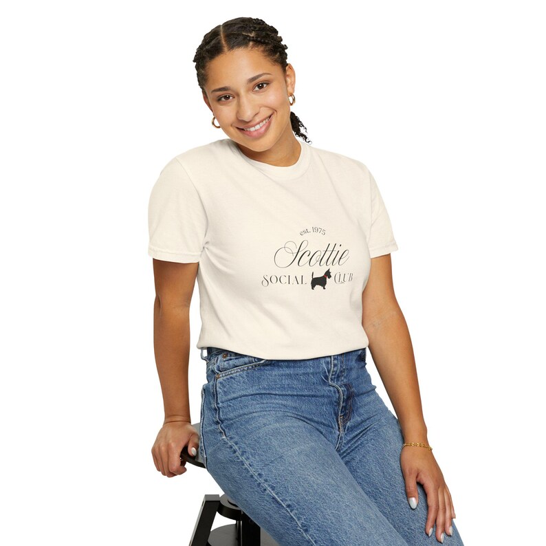 Scottie Social Club T-shirt | Scottie hundsilhuett, vintagestil bild 5