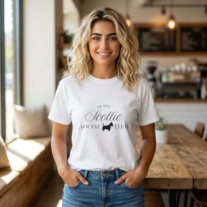 Scottie Social Club T-shirt | Scottie hundsilhuett, vintagestil bild 1