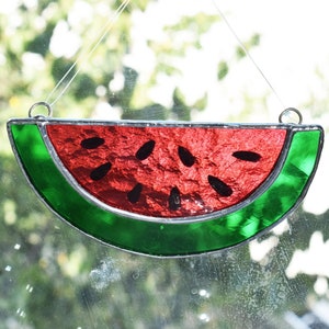 Lucious Watermelon Slice Suncatcher Window Hanging Ornament