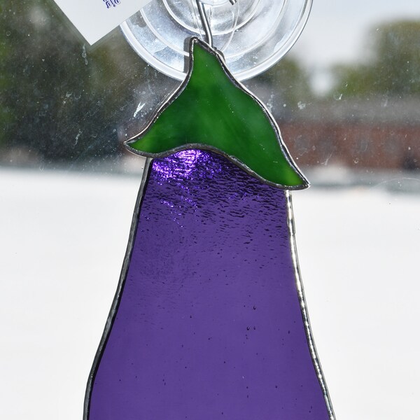 Ediblicious Eggplant Stained Glass Suncatcher Window Ornament