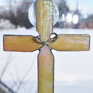 Easter Cross with Crown of Thorns Suncatcher Stained Glass Hanging Window Ornament
