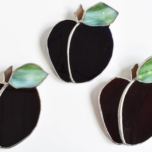 Delicious Plum Stained Glass Suncatcher Window Ornament