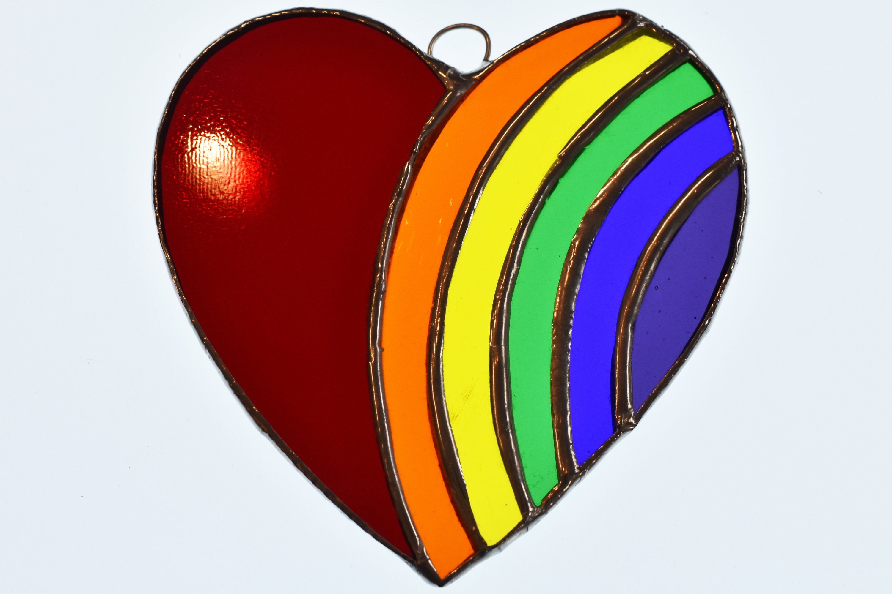 Rainbow Heart Stained Glass Suncatcher Ornaments Etsy
