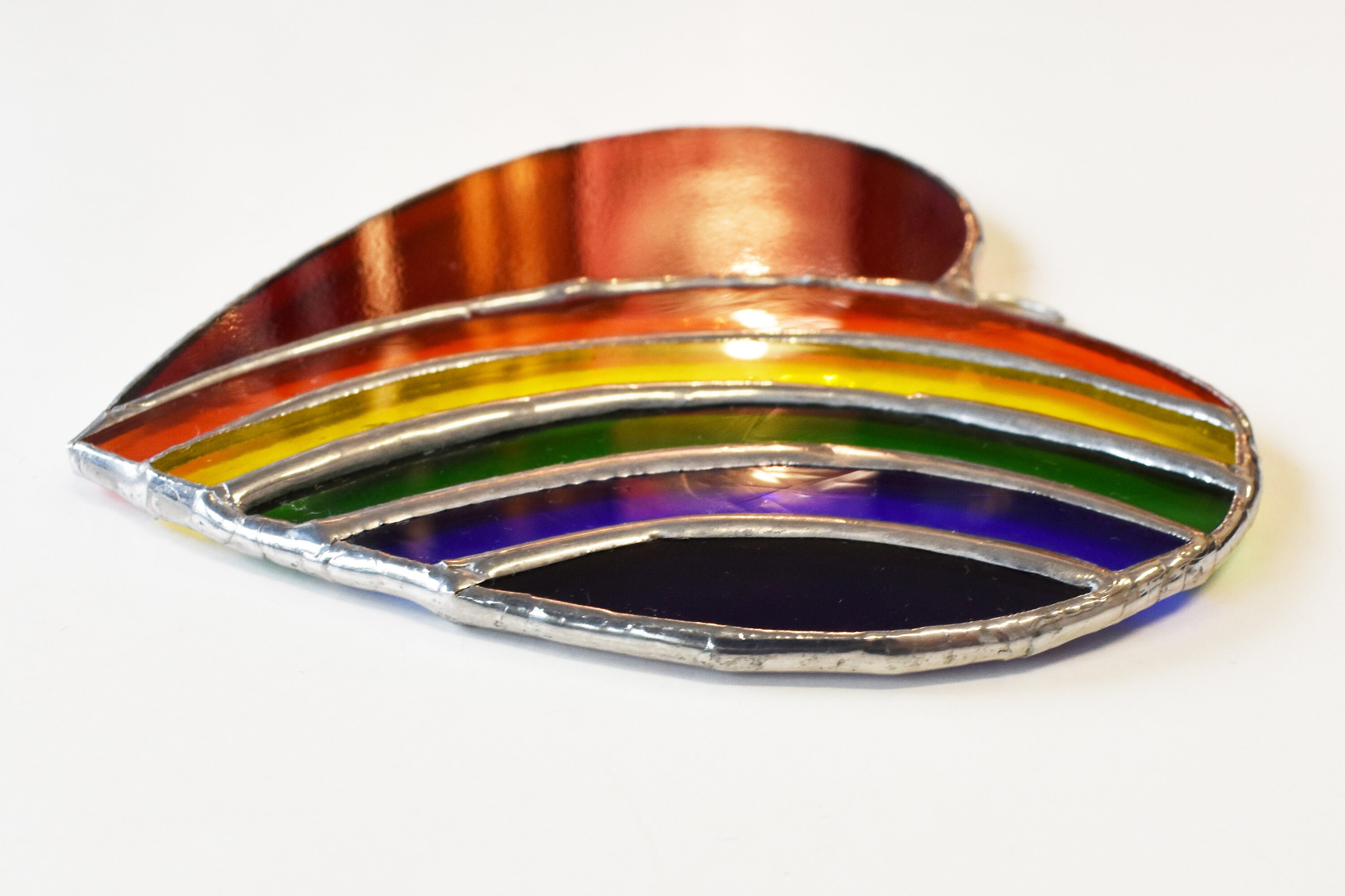 Rainbow Heart Stained Glass Suncatcher Ornaments Etsy