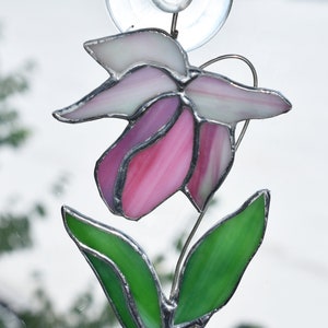 Lady Slipper Stained Glass Suncatcher Hanging Window Ornament