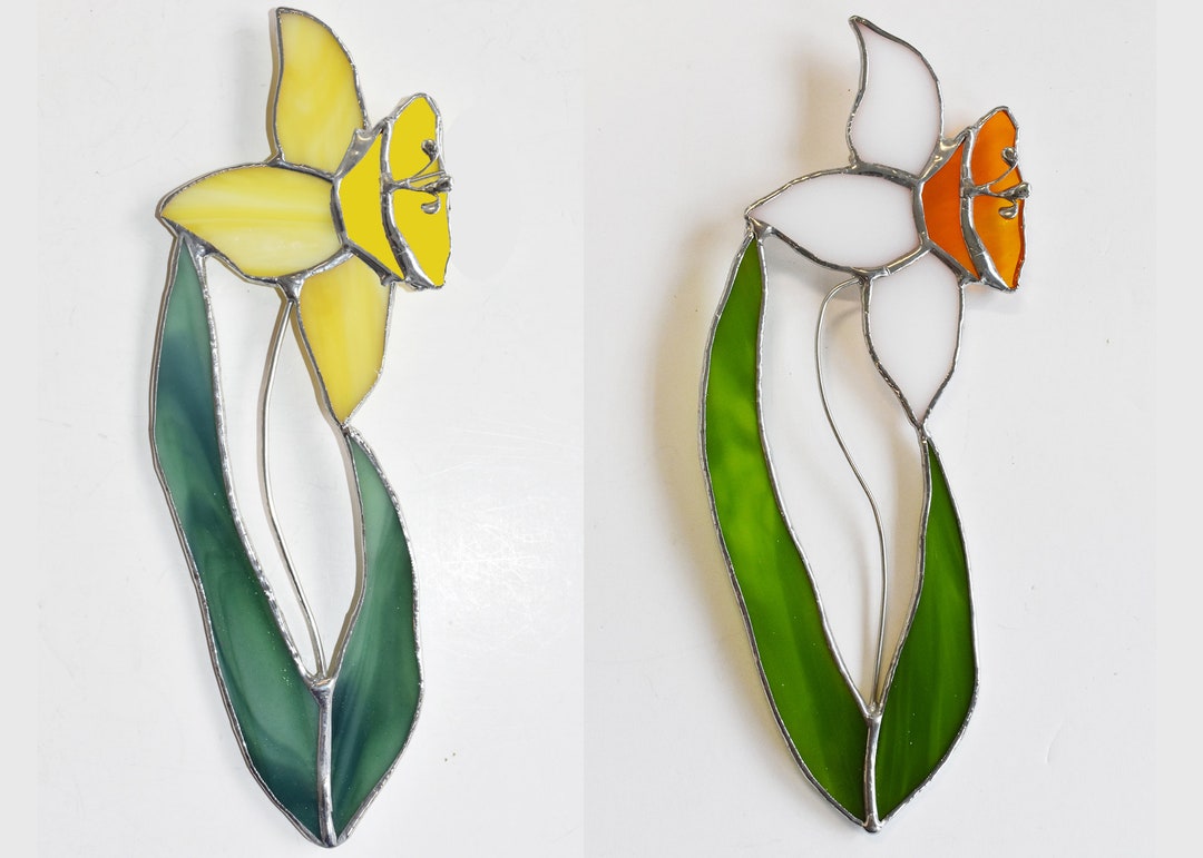 Daffodil/jonquil Flower Stained Glass Suncatcher Hanging Window ...