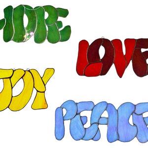 Bubble-Style Letter Text Stained Glass Suncatcher Window Hanging Ornament