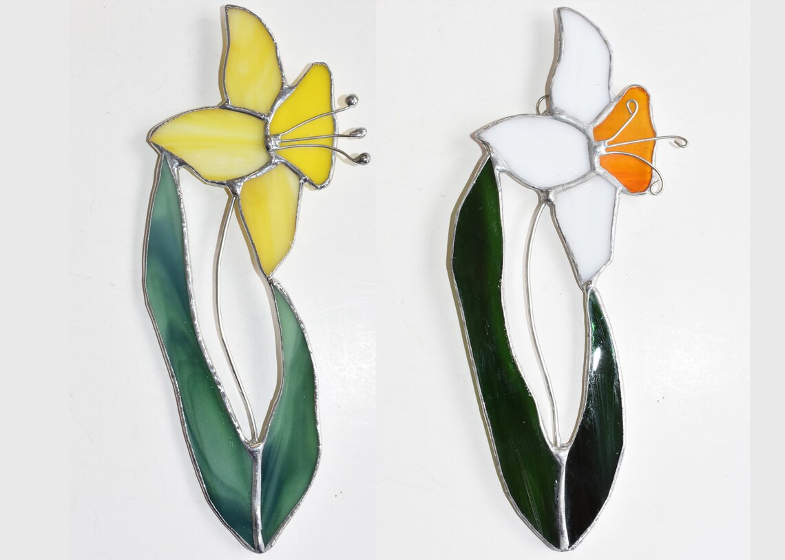 Daffodil/Jonquil Flower Stained Glass Suncatcher Hanging | Etsy