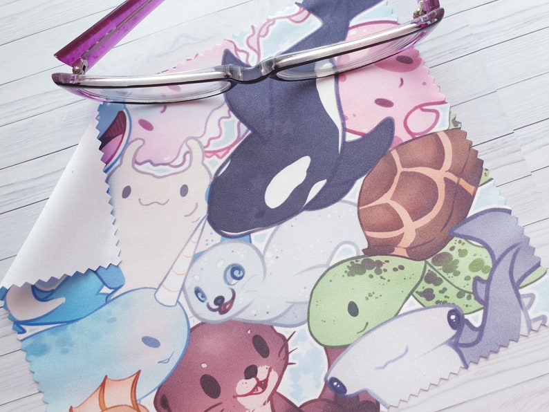 for glasses /& screens Microfiber Sea Creatures Lens Cleaning Cloth