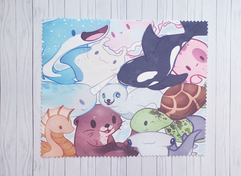 for glasses /& screens  Microfiber Sea Creatures  Lens Cleaning Cloth