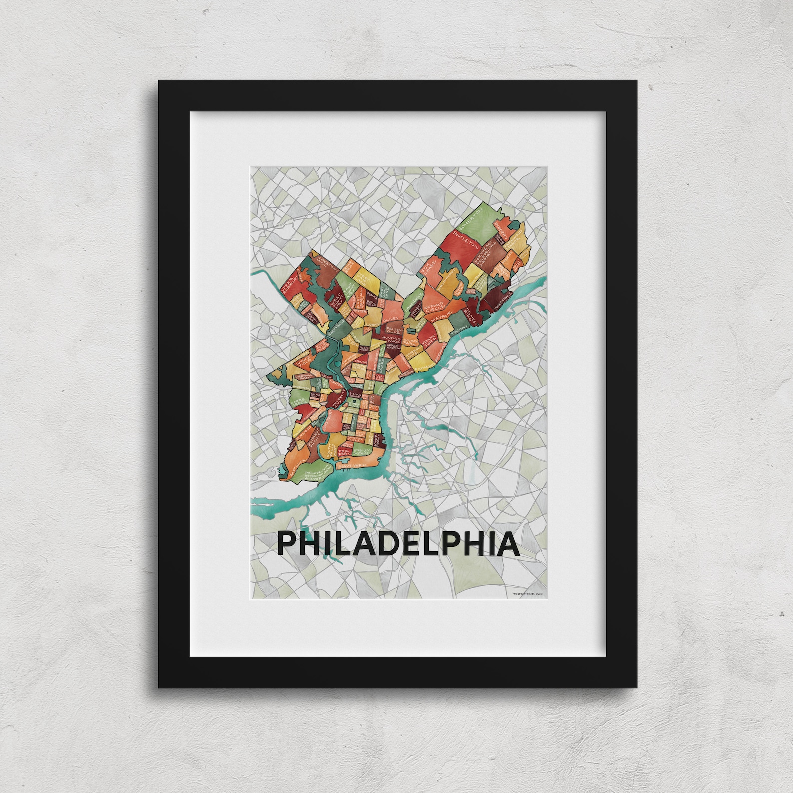 Philadelphia Neighborhoods Map Art Print - Etsy