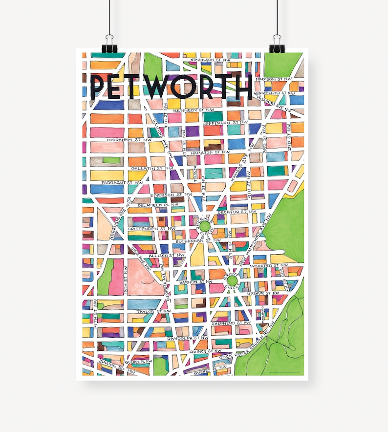 Petworth Neighborhood Map Art Print Etsy
