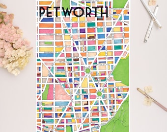 Petworth Neighborhood Map Art Print