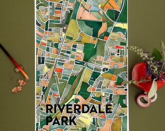 Mapa del vecindario de Riverdale Park Lámina artística